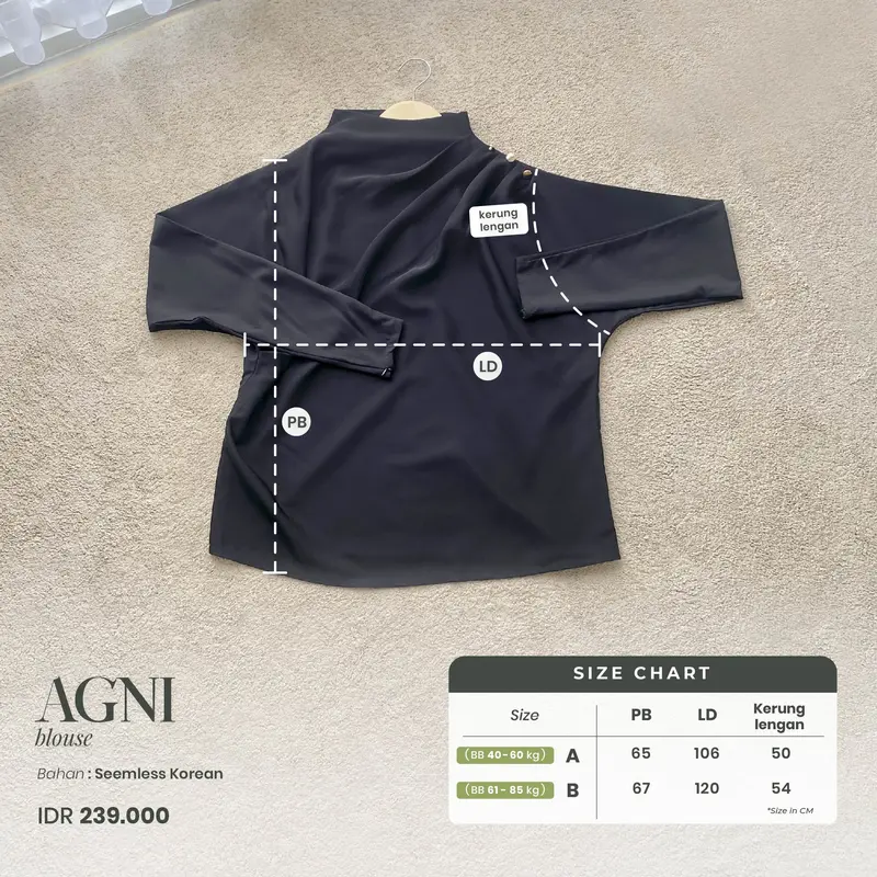 Bynissa-Agni Blouse-Atasan-Blouse-Pleats-Kemeja-Motif-Kancing-Kondangan-Wisuda-Lamaran-Kampus-Hangout -Ootd Hijab-Casual - Elegant - Santai-Remaja - Wanita Baju Muslim  Panjang 8
