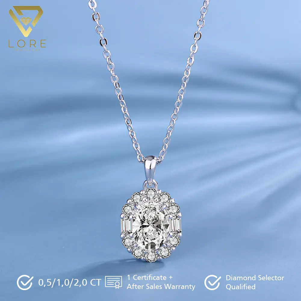 Lore Jewellery - Kalung Moissanite Lapis Emas Putih 18K - Hikaru Moissanite Necklace 0.73 CT / 1.43 CT / 3.44 CT