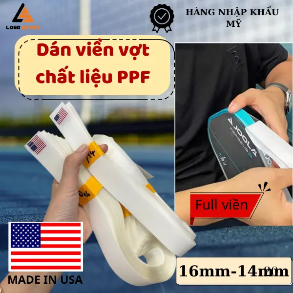 Combo 3-5 Miếng Dán Full Viền Vợt Pickleball PPF 16mm-14mm chuẩn Cờ Mỹ  [Chính Hãng]