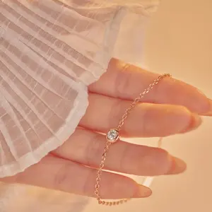 Lore Jewellery - Gelang Moissanite Lapis Emas Putih 18K - Rose Gold and Gold Rounded Moissanite Bracelet 0.5 CT / 1.0 CT