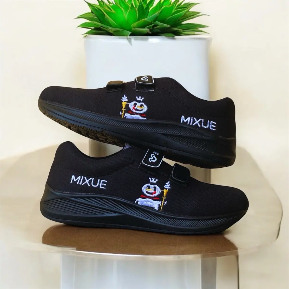 Sepatu Sekolah Anak Trainer Perekat Perempuan Laki-laki Bordir Mixue - Sepatu Anak Fashion Uk 27-38 umur 5-15 tahun