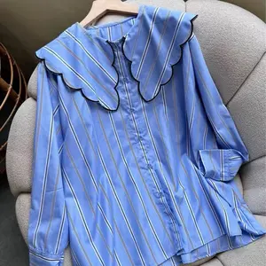 Awryn Kemeja Sailor Katun Motif Salur LD 110cm