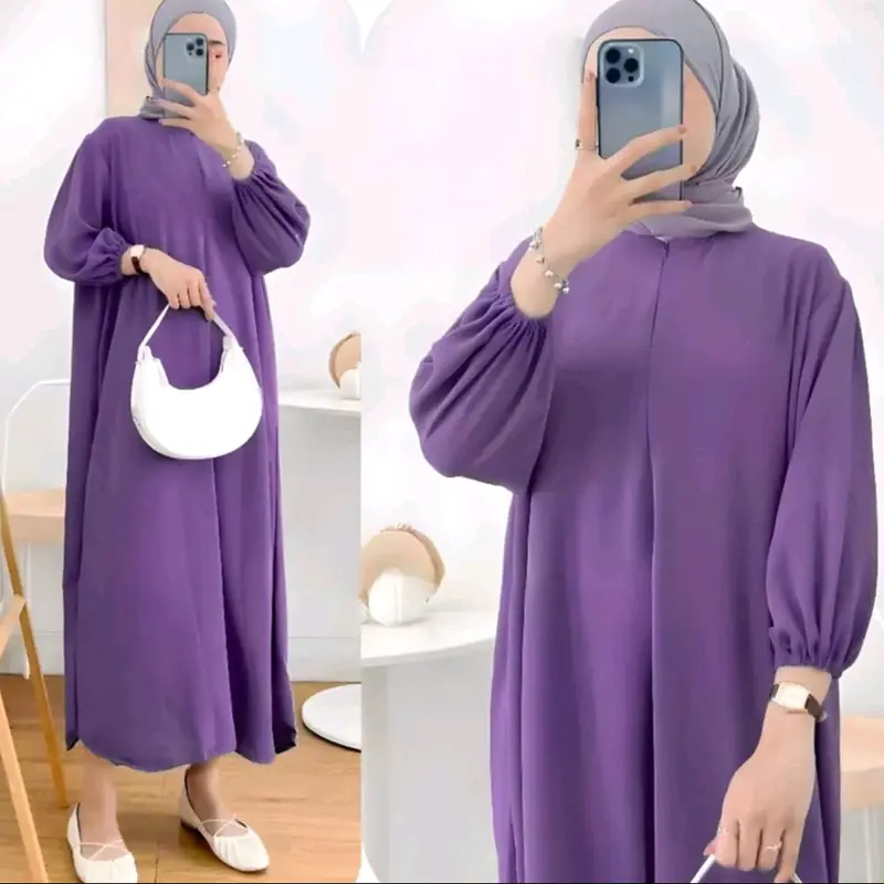 Dress  crinkle airflow Premium Terlaris/ Gamis Busui / Gamis Lebaran Terbaru Muslim Hijau Panjang 1