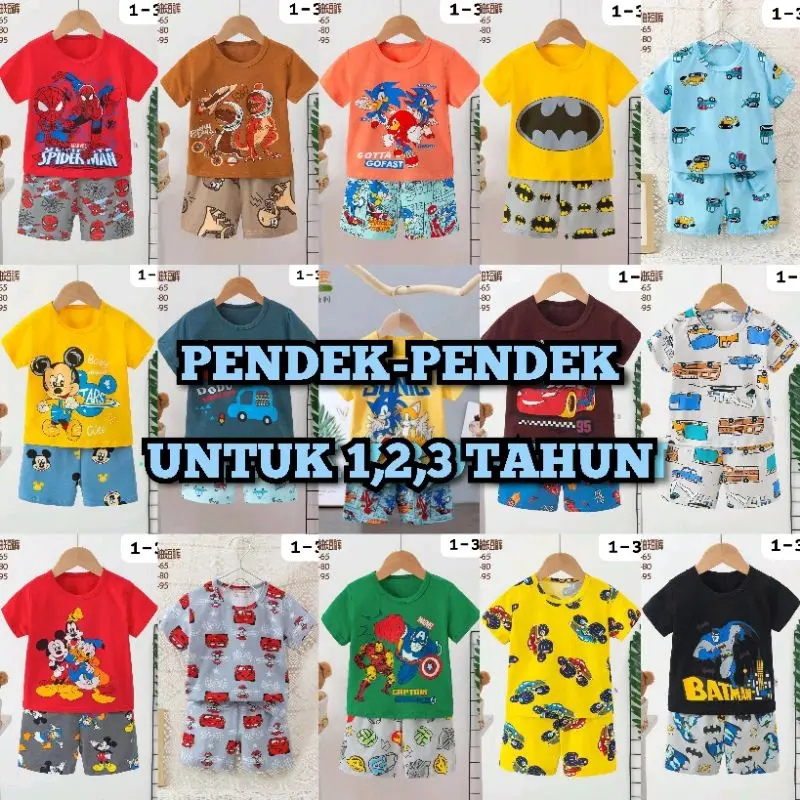 SETELAN ANAK MOTIF COWOK UNTUK 1,2,3 TAHUN, HP (PENDEK-PENDEK)