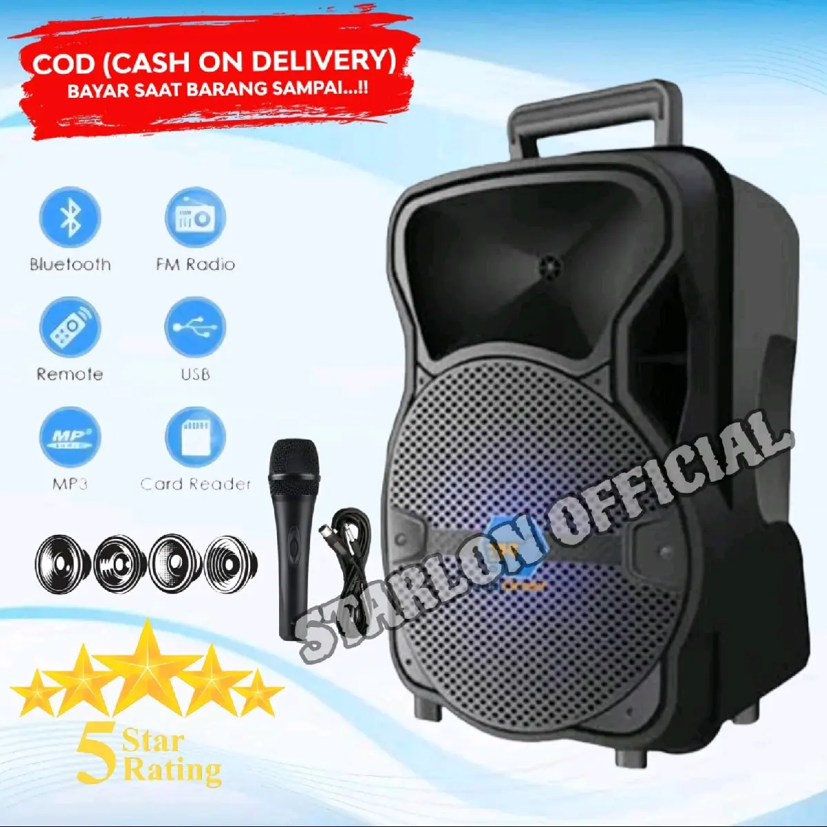 BAYAR DI TEMPAT SPEAKAR BLUETOOTH PULL BAS UKURAN JUMBO GRATIS MIC SALON AKTIF BESAR