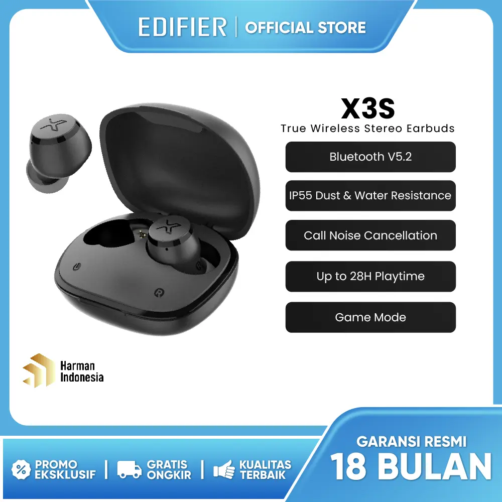 EDIFIER X3S TWS Wireless Bluetooth 5.2 Earphone Qualcomm aptX cVc ENC