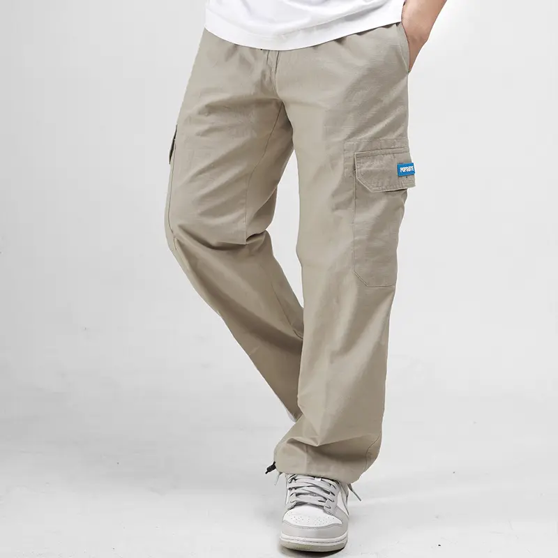 POPSUITE Celana panjang Pria Cotton Cargo Pants in Khaki 0
