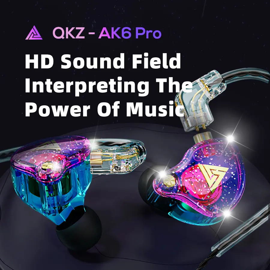 Wired Gaming Earbuds, QKZ AK6 PRO in Ear Monitors, Deep Bass Sound Wired Earbuds, HiFi in Ear Headphones with New 1DD 10mm Dynamic Driver, IEM Detachable Cable for Music Gaming Video Calling