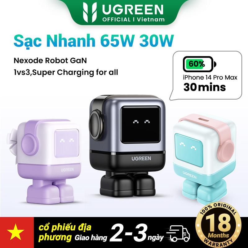 Bộ sạc USB C, UGREEN RG 30W và 65W, Bộ sạc nhanh GaN Robot Nexode, Tương thích với iPhone 15 Pro Max 15550
