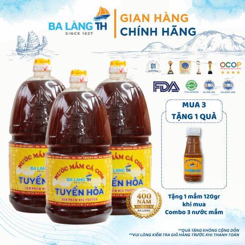 Combo 3 Nước Mắm Cá Cơm Ba Làng TH 400 Năm Truyền Thống 2000ml