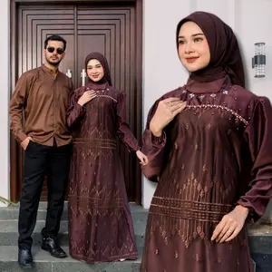 Gamis Manda Dress Luxury Brokat Motif Bahan Silk Premium Original Full Brukat Gaun Lebaran Terbaru 2026