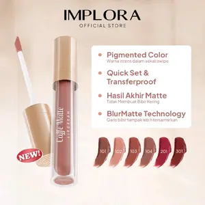Implora Caffe Matte Lip Cream 2,9gr Series Coffee UV Filter Antioksidan Shea Moisture Pigmented Color Quick Set Transferproof Lipstick