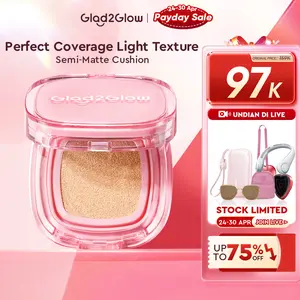 Glad2Glow Perfect cover waterproof cushion dengankandungan skincare mencegah kekusaman dan kulit keringsepanjang hari G2G fondation skin tint Concealer Foundation Wajah foundation cushion anti oksidasi dan tahan lama cushionnya glad2glow