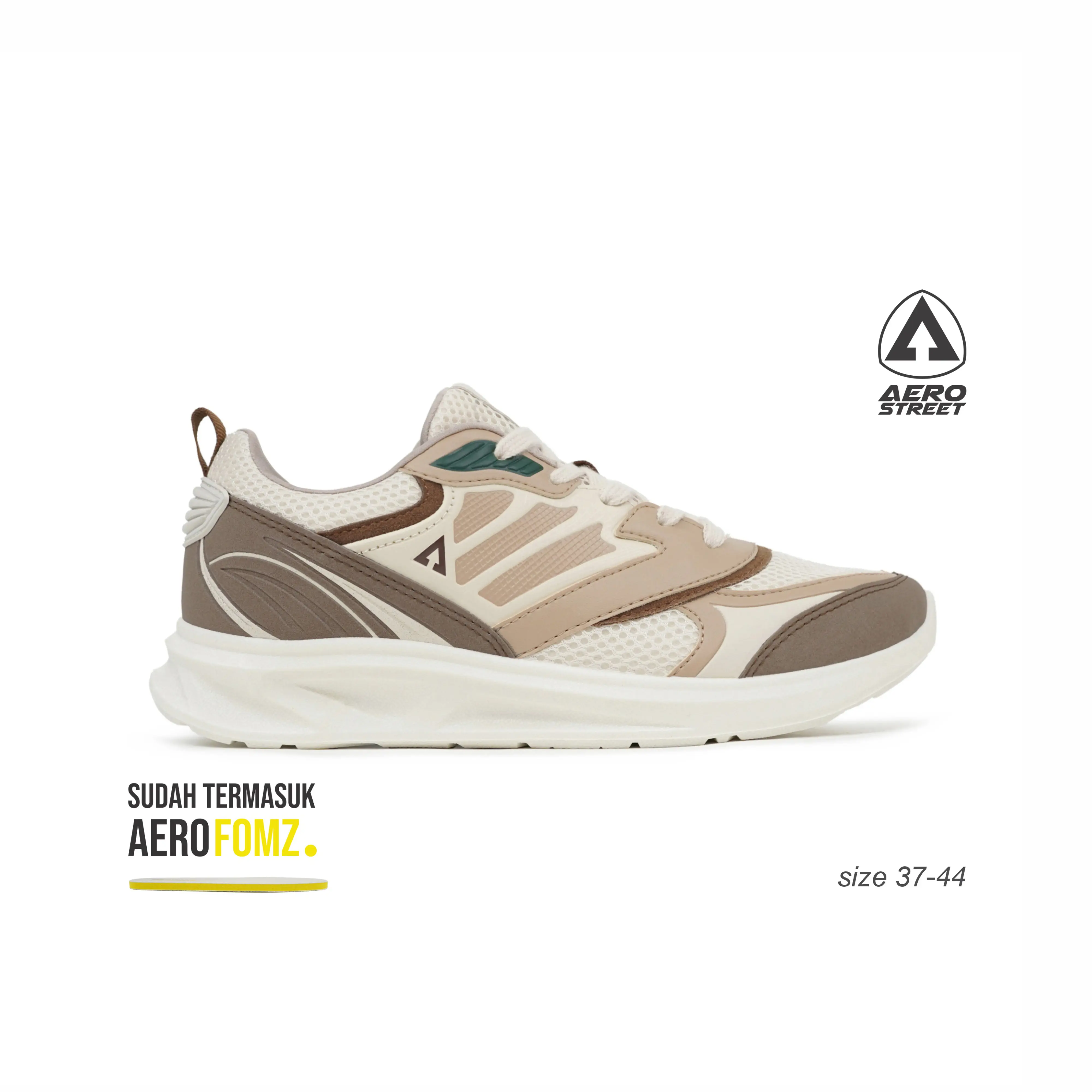 Aerostreet 37-44 Denver Natural Coklat Hijau - Sepatu Sneakers Casual