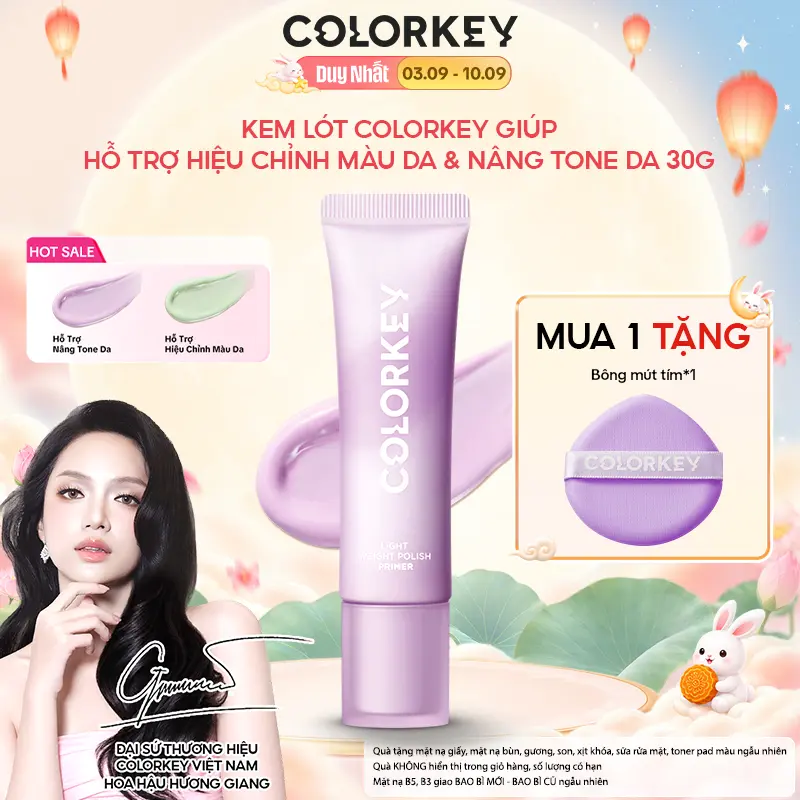 Kem Lót COLORKEY Giúp Hỗ Trợ Hiệu Chỉnh Màu Da & Nâng Tone Da Mỏng Nhẹ Không Bí Da 30g