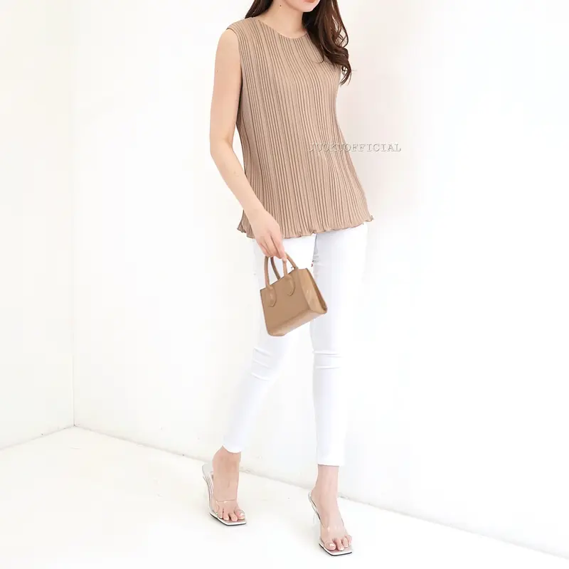 Atasan Plisket BB Wavy Tanpa Lengan / Baju Plisket / Tanktop Plisket / Pleated Top 1