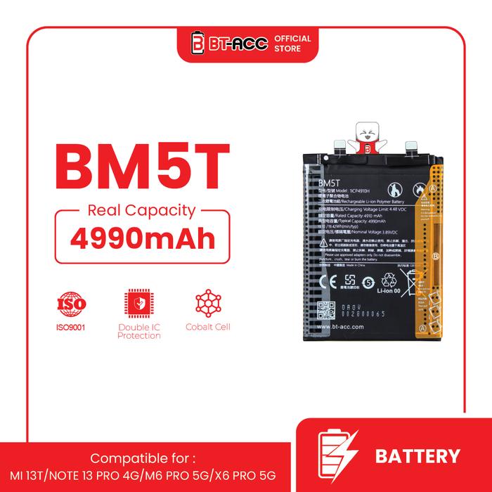 Gambar BT-ACC BM5T Battery Baterai Battre For Xiaomi Mi 13T / Mi 14T / Note 13 Pro 4G / M6 Pro 5G  / X6 Pro 5G dari BT ACC OFFICIAL STORE Kota Administrasi Jakarta Utara Tokopedia