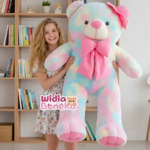Boneka Jumbo Teddy Bear Rainbow 90CM Bahan RASFUR Lembut & Aman Dapat Dicuci Dolls Plastik