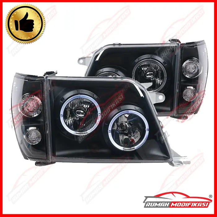 HEAD LAMP - TOYOTA PRADO FJ90 1997-2002 - ANGELEYES - BLACK - CORNER