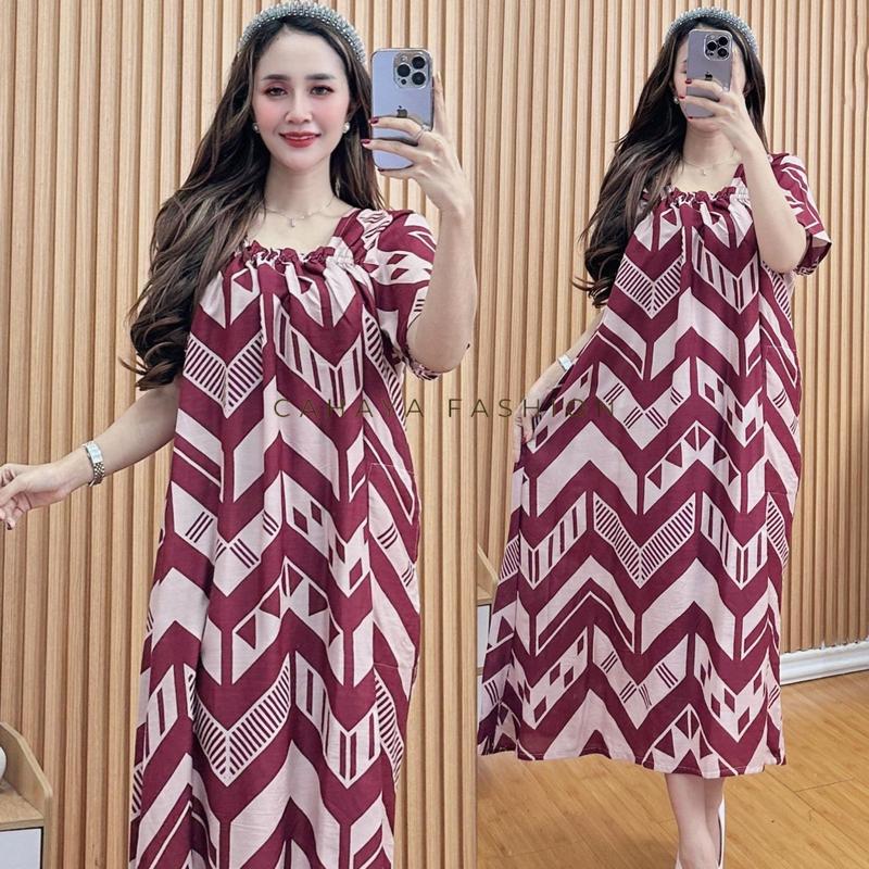 Daser Fuji Terbaru Motif Zigzag Bumil Busui Bahan Rayon Wanita Lengan Pendek bumil Hamil 5