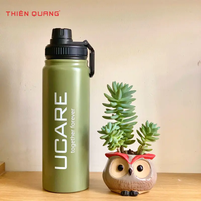 Bình giữ nhiệt Ucare 800ml , bình nước giữ nhiệt nóng lạnh đến 6 tiếng, có nắp vặn và quai cầm tiện lợi, Inox cao cấp an toàn không rỉ, tặng kèm quà hấp dẫn 8