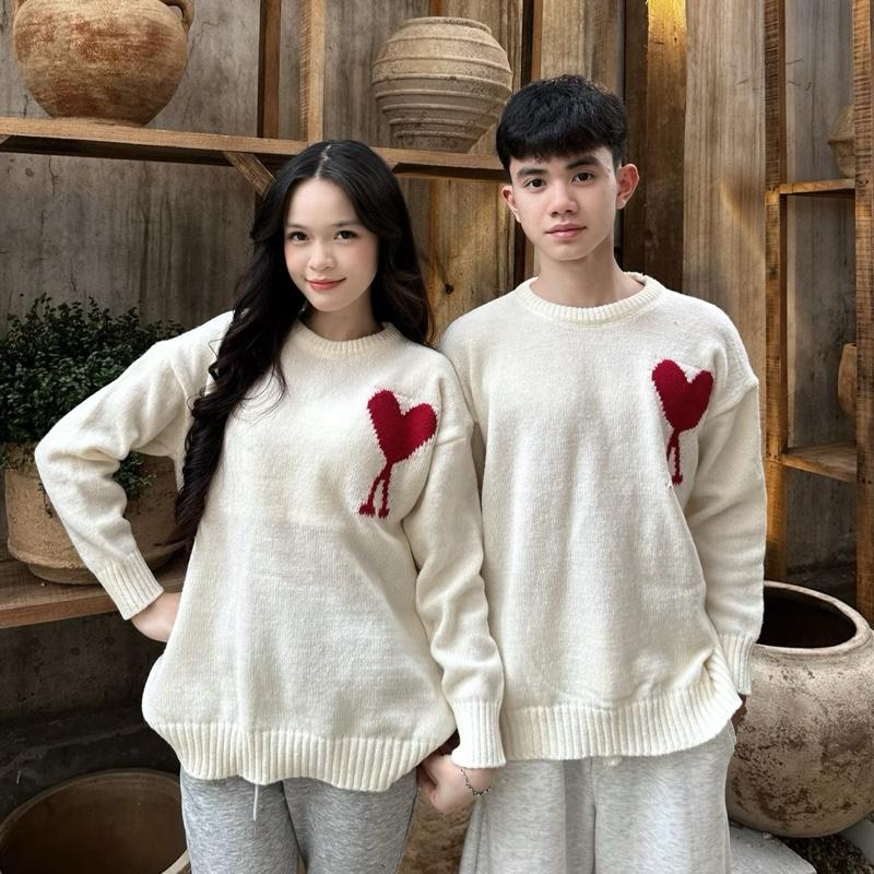  ÁO LEN CỔ TRÒN TRÁI TIM BẢN 2026 