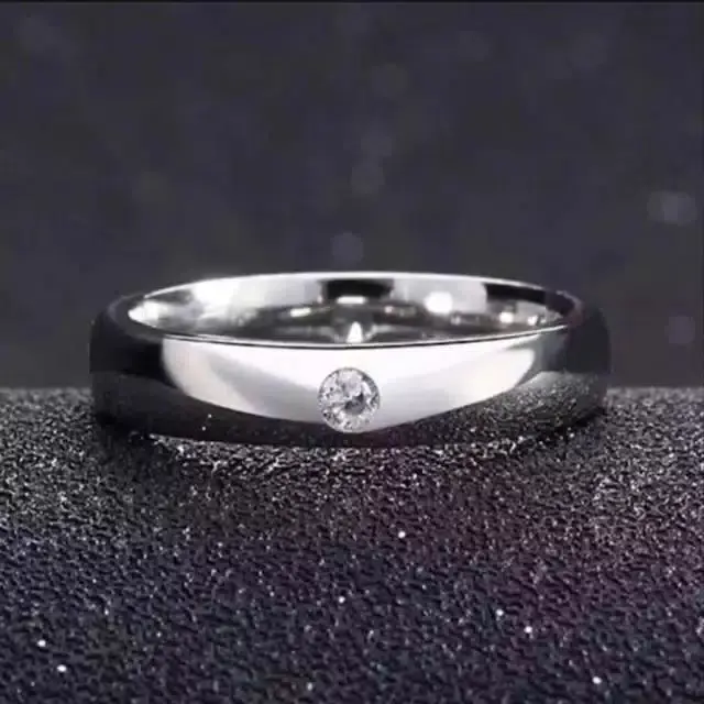 Cincin Kawin Udah Dapat 2 Pcs Cincin, Berlapis Emas 24K Polos Mata silver Bisa COD 6
