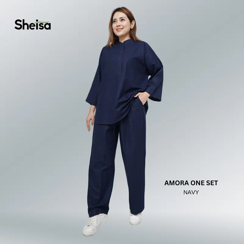 SHEISA Setelan Wanita Celana Panjang | Setelan Harian Santai Formal Casual Sport | AMORA ONESET | Bahan Linen Rami Lembut Dingin Tidak Gerah Untuk BB Reguler Sampai Jumbo dan Banyak Pilihan Warna 2
