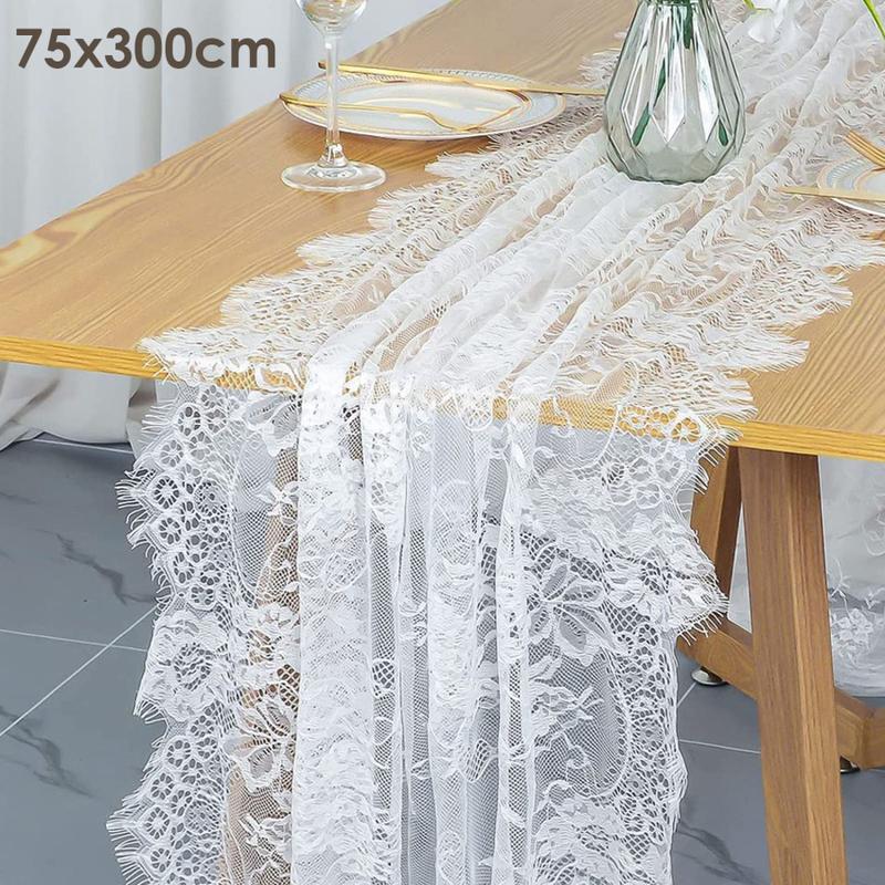 Product Introduction of 10FT Embroidered Floral Lace Table Runner Vintage White/ Black Wedding Dining Table Decorations Table Cover For Wedding Party 17