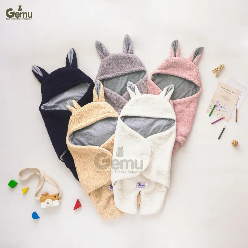 GEMU Selimut Bayi Bedong Blanket Instan Sherpa Bulu Domba Tebal Karkakter Kaki Premium Newborn 1
