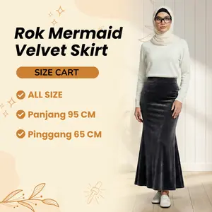 Rok Panjang Mermaid Velvet Silky Bludru Korea – Maxi Skirt Elegan Wanita Casual & Semi Formal