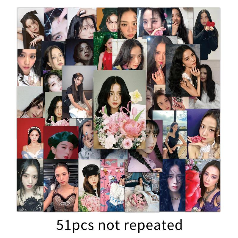 ใหม่เอี่ยม 51 ชิ้น Kpop JISOO DIY สติ๊กเกอร์สร้างสรรค์สำหรับตกแต่งแล็ปท็อป/โทรศัพท์/กีตาร์/หมวกกันน็อค พิมพ์รูปลอกบ้านสติกเกอร์กันน้ำ 6
