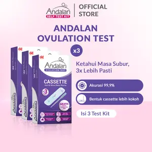 Andalan Ovulation Test Isi 3 + Urine Cup  x 3 Pack - Alat Tes Masa Subur Untuk Promil, 1 pack Digunakan 3 hari berturut-turut