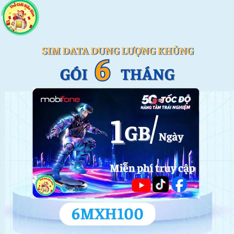 Data 6tháng 6MXH100 - Miễn phí 6 Tháng Sử Dụng – Sim Data 4G MobiFone - truy cập ko giới hạn youtube fb tiktok sim4g mobifone