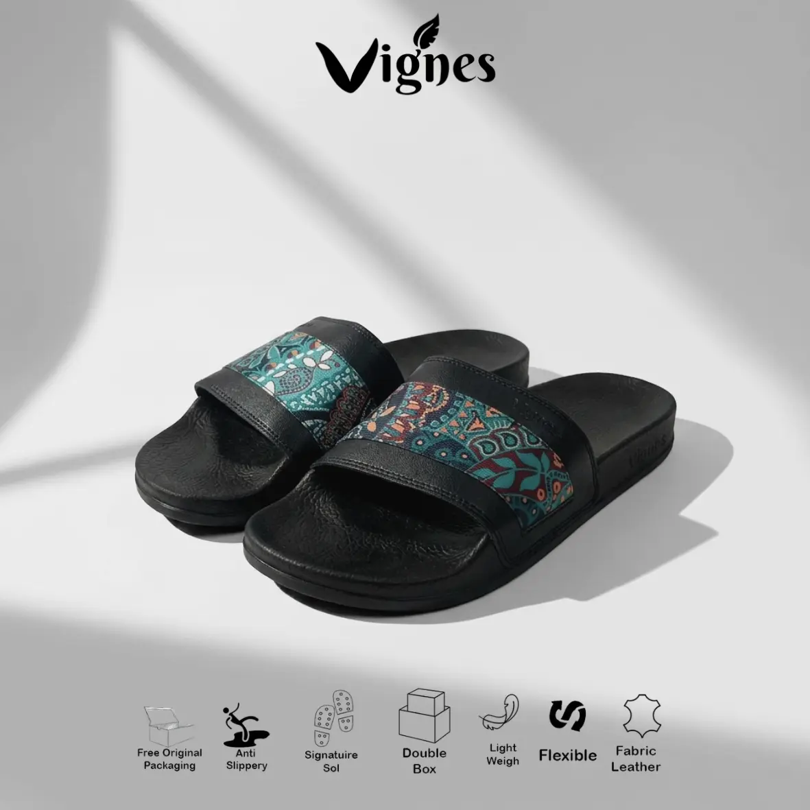 Vignes - Wisteria Vibe Series Sandal Slop Slide Pria Wanita Sendal Unisex Casual Empuk Nyaman Ringan Anti Slip