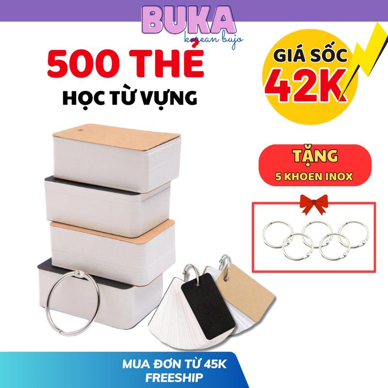  Combo 500 thẻ học từ vựng Buka flashcard 100 thẻ loại dày đẹp hỗ trợ học tiếng Anh tiếng Trung Nhật Hàn Đồ Chơi Toy 