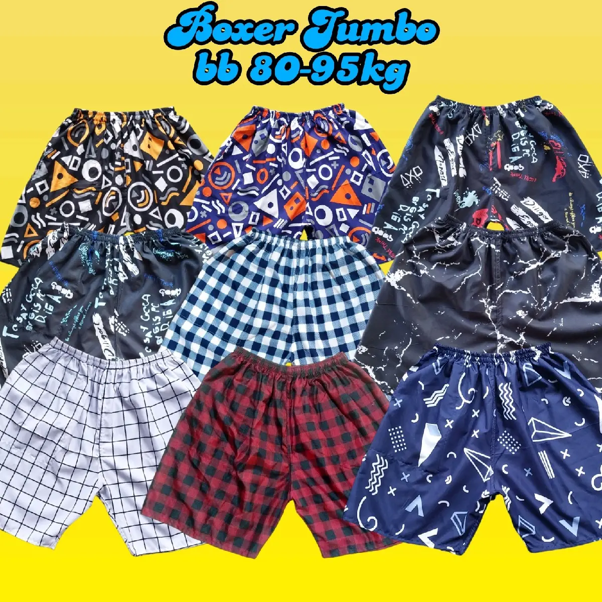 BOXER Jumbo Bb 80-95kg buat cewek cowok ad kantong sebelah kanan Celana Motif Unisex Pendek