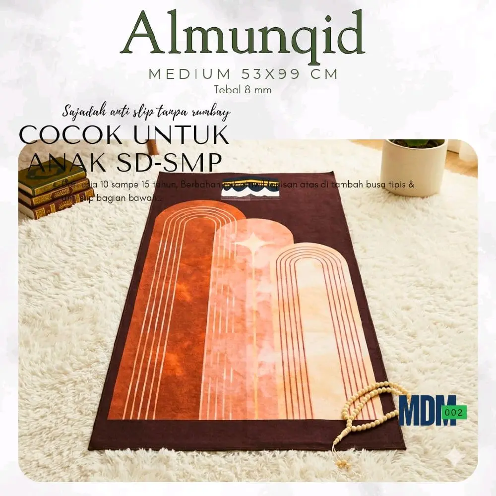 Almunqid Sajadah Anak SD-SMP Anti Slip Medium 53x99 cm Tebal 8 mm Tanpa Rumbai Cocok untuk Anak SD-SMP