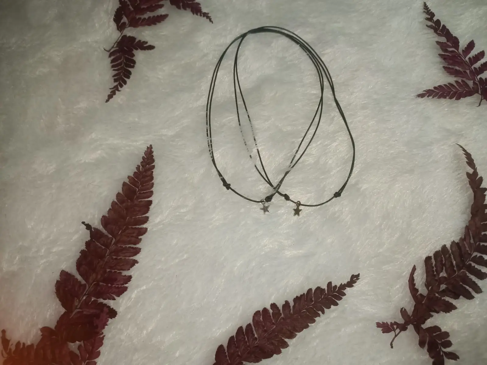Kalung couple ll Tali korea ll Liontin bintang alloy  silver.bronze ll Pria/Wanita Aksesoris Hadiah Hitam