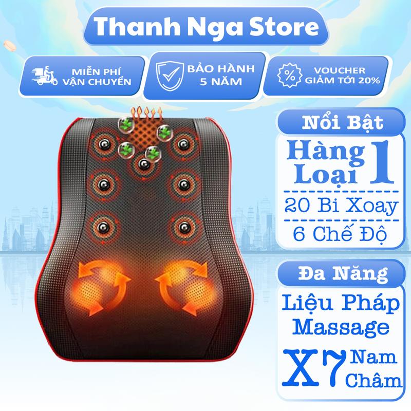 [BẢO HÀNH 5 NĂM] Máy Mát Xa Cổ Vai Gáy Lưng 16D, Gối Massage Hồng Ngoại Với 20 Bi Xoay Cho Cảm Giác Mat Xa Chân Thực Như Tay Người, Máy Massage