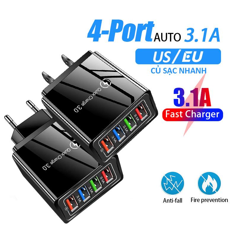 Củ sạc nhanh 4 cổng USB 3.1A loại tốt sạc được 4 thiết bị cùng lúc tại nhà