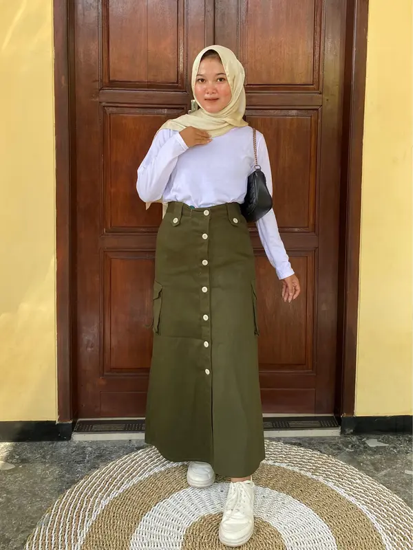 ROK CARGO SPAN TWILL WANITA TERBARU / ROK  CARGO TWILL COMBED STRETCH KANCING 2