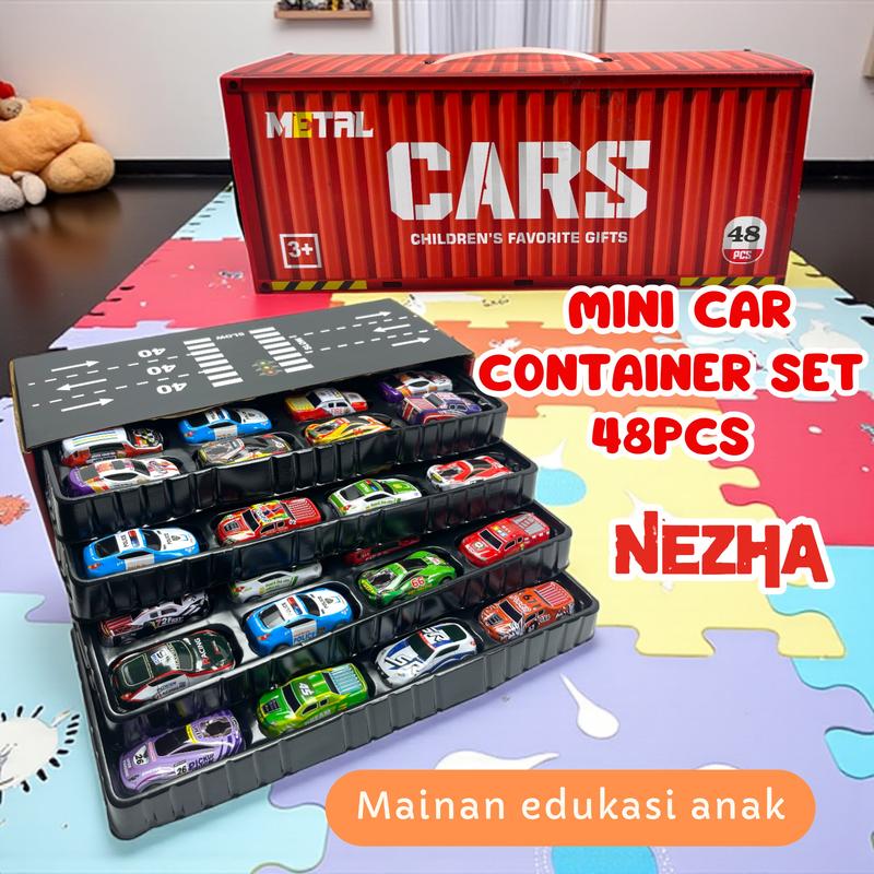 Container Mainan COD Mobil Mini 48PCS Box Container Mainan Mobilan Mini Anak Pullback ...