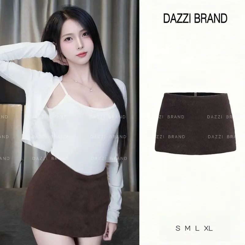 [CÓ KHOÁ KÉO PHÍA SAU] Chân váy nữ vải Lông Thỏ phong cách Y2K, Chân váy nữ chữ A có lót trong dáng ngắn DAZZI V03 | BigBuy360 - bigbuy360.vn