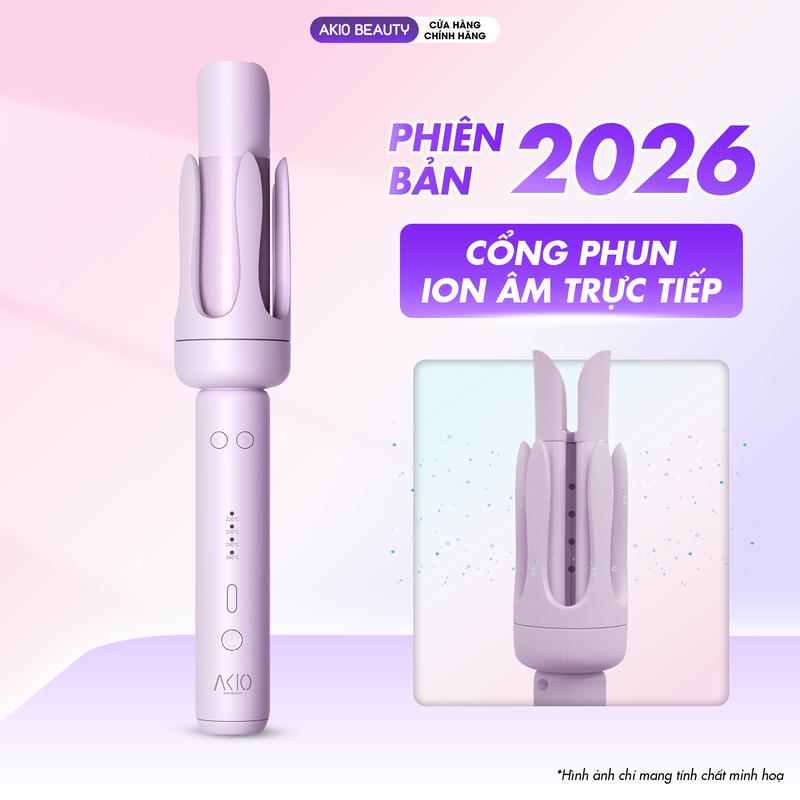 Máy uốn tóc tự động AKIO PREMIUM trục 32mm, công nghệ ION âm đặc biệt, lớp phủ gốm Tourmaline, 3 mức nhiệt tùy chỉnh, bảo hành 24 tháng