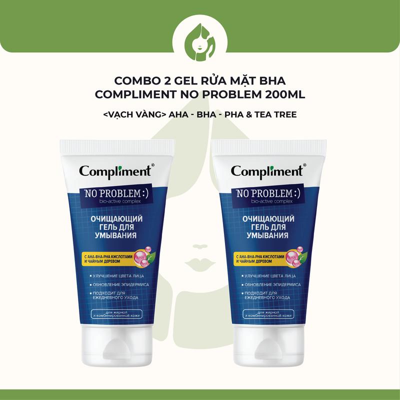 [GIÁ ĐỘC QUYỀN] COMBO 2 Gel rửa mặt BHA Compliment No Problem 200ml