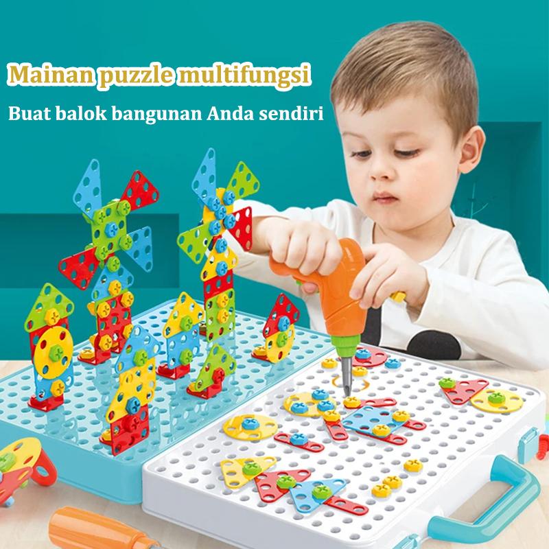 230PCS Mainan Dinosaurs Tool Box Set Anak 3D Mainan Edukasi Anak 4 Tahun DIY Merakit Kotak Alat 2