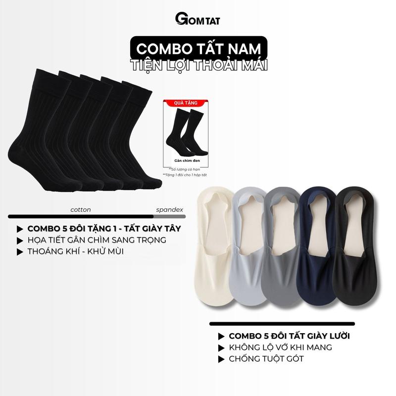   Tạp Hóa PewPew x GOMTAT  Combo tất lười lụa nam tất đi giày tây công sở tiện lợi chất liệu cotton hút ẩm thoáng khí - UYE-7010xGOM-TGC-CB5 