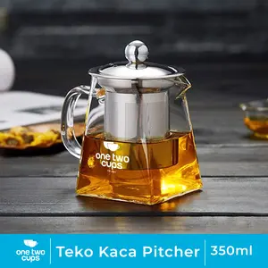 One Two Cups Teko Teh Kaca Tahan Panas Api Glass Teapot with Saringan - TP-761 Peralatan Stainless Steel
