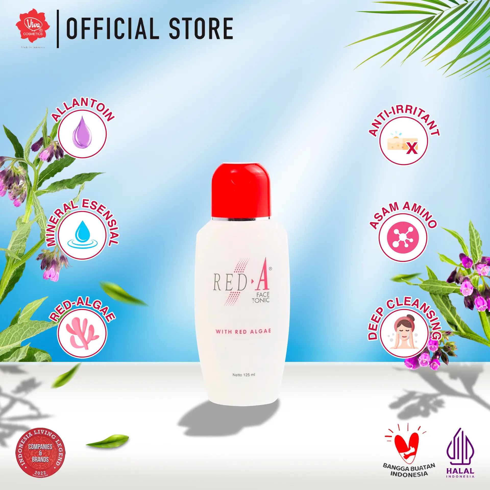 RED A Face Tonic Anti Oksidant & With Red Algae 125Ml